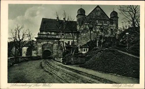 Ak Schwarzburg im Schwarzatal Thüringen, Blick auf das Schloßportal