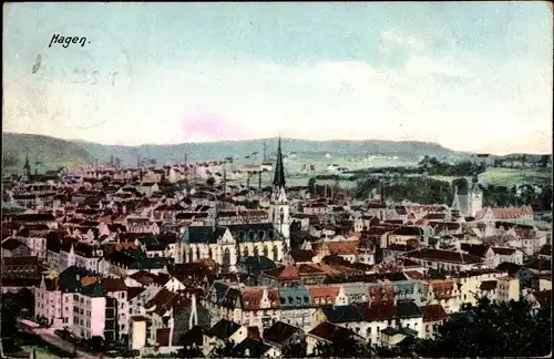Ak Hagen in Westfalen, Blick über die Stadt, Panorama, Kirche