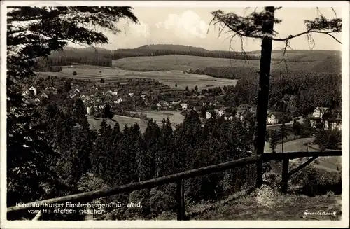 Ak Finsterbergen Friedrichroda im Thüringer Wald, Panorama vom Hainfelsen gesehen