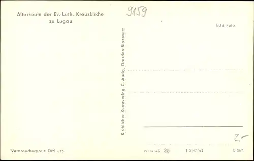 Ak Lugau im Erzgebirge, Altarraum der Ev.-Luth. Kreuzkirche, Kanzel