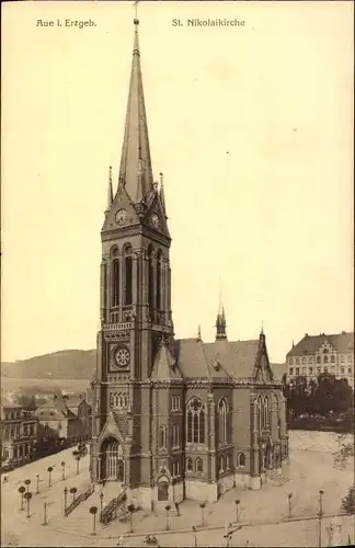 Ak Aue im Erzgebirge Sachsen, St. Nikolaikirche