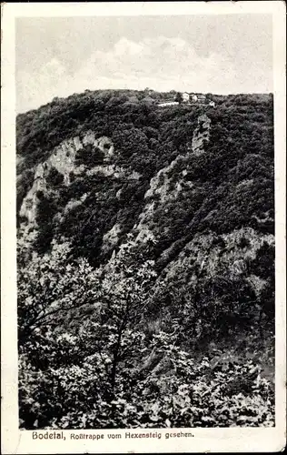 Ak Thale im Harz, Bodetal, Rosstrappe vom Hexensteig aus gesehen