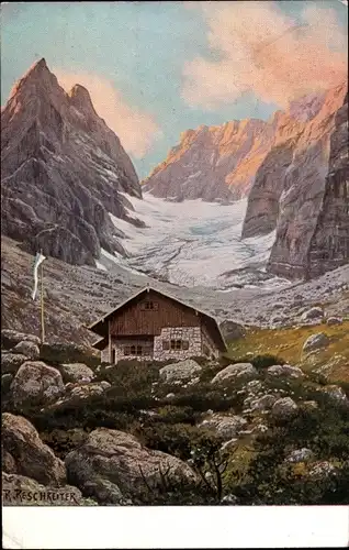 Künstler Ak Reschreiter, R., Ramsau im Berchtesgadener Land Oberbayern, Blaueishütte