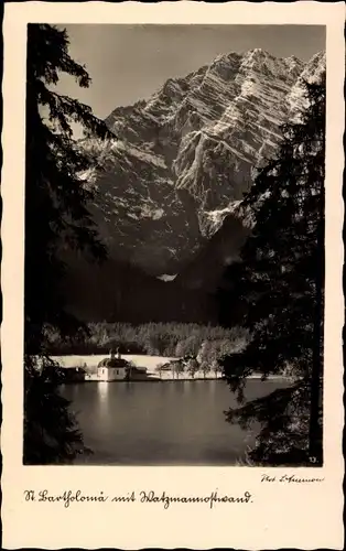 Ak Königsee Königssee Oberbayern, St. Bartholomä, Watzmannostwand