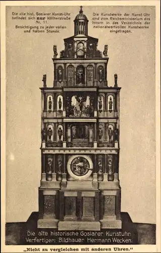 Ak Goslar am Harz, Die alte historische Kunstuhr