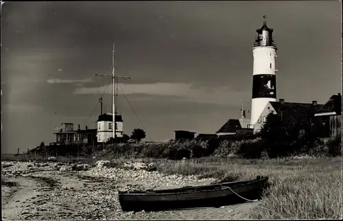 Ak Nordseebad Cuxhaven, Strandpartie, Ruderboot, Leuchtturm