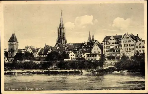 Ak Ulm an der Donau, Donaupartie, Teilansicht