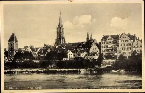 Ak Ulm an der Donau, Donaupartie, Teilansicht