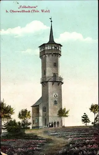 Ak Oberweißbach Thüringer Wald, Fröbelturm, Wetterfahne