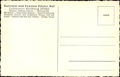 Ak Kyllburg in der Eifel, Durchblick zum Ort, Kurhotel Eifeler Hof