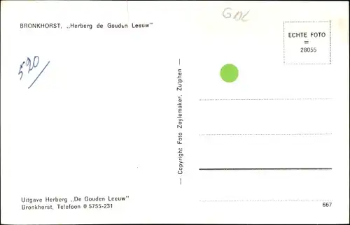 Ak Bronkhorst Bronckhorst Gelderland, Herberg de Gouden Leeuw
