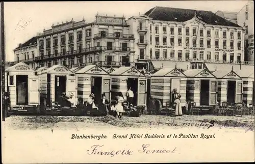 Ak Blankenberghe Blankenberge Westflandern, Grand Hotel Godderis et le Pavillon Royal