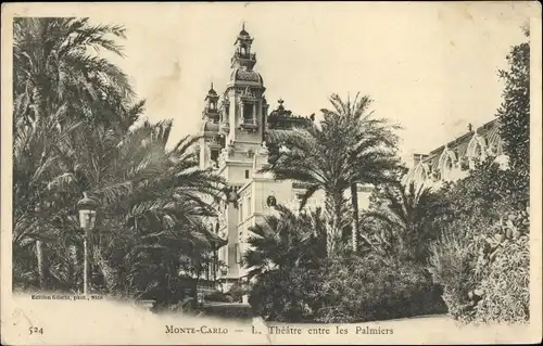 Ak Monte Carlo Monaco, Le Theatre entre les Palmiers