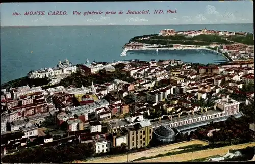 Ak Monte Carlo Monaco, Gesamtansicht über Beausoleil