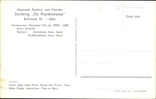 Ak Soest Utrecht Niederlande, Stichting De Paardenkamp