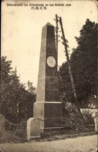 Ak Gedenkstein zur Erinnerung an das Gefecht vom 27.8.1870