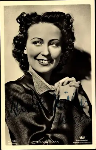 Ak Schauspielerin Carola Höhn, Portrait, Autogramm