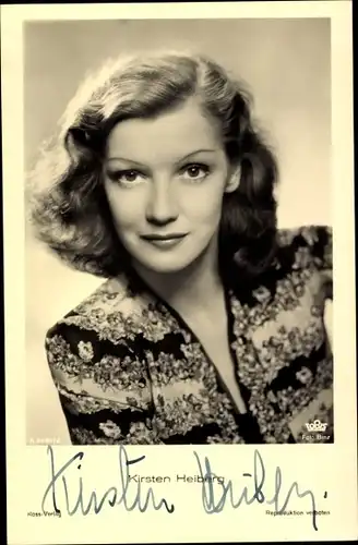 Ak Schauspielerin Kirsten Heiberg, Portrait, Ross Verlag A 3089/2, Autogramm