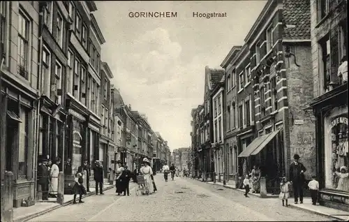 Ak Gorinchem Südholland Niederlande, Hoogstraat, Geschäfte