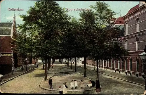 Ak Rotterdam Südholland, Voorschoterlaah, Straßenpartie, Anwohner