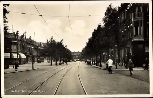 Ak Rotterdam Südholland Niederlande, Oude Dijk, Straßenpartie, Gleise