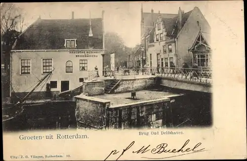 Ak Rotterdam Südholland Niederlande, Brug Oud Delfshaven