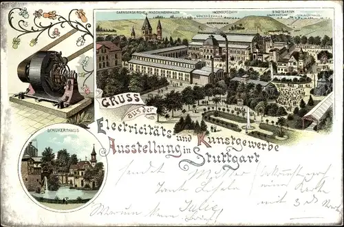 Ganzsachen Litho Stuttgart in Württemberg, Electricitäts- und Kunstgewerbe-Ausstellung
