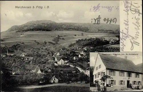 Ak Merzhausen im Breisgau, Gesamtansicht, Gasthaus zum Hirschen