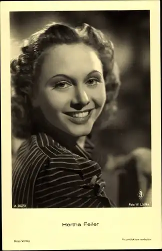 Ak Schauspielerin Hertha Feiler, Portrait, Ross Verlag A 3077 1