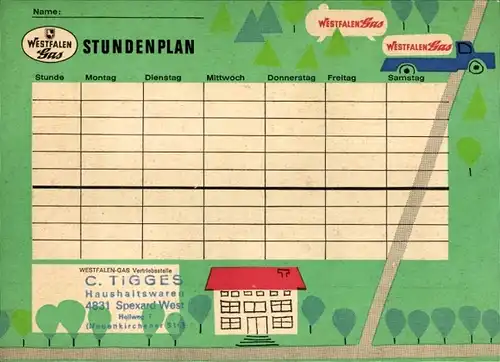 Stundenplan Westfalen Gas, Haushalt und Gewerbe, Bildergeschichte um 1960