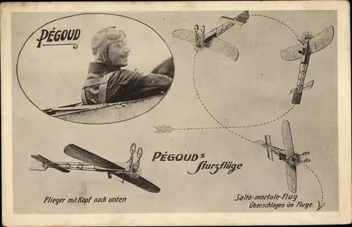 Ak Aviation, Pegoud's Sturzflüge, Salto mortale, Portrait des Piloten