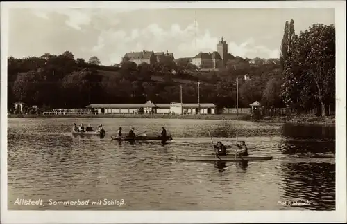 Ak Allstedt in Sachsen Anhalt, Sommerbad mit Schloss