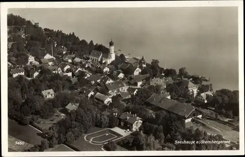 Ak Seeshaupt am Starnberger See Oberbayern, Blick auf den Ort, Fliegeraufnahme