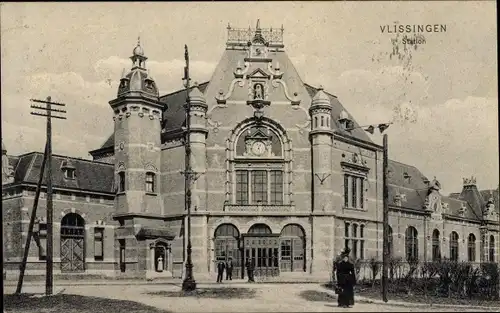 Ak Vlissingen Zeeland Niederlande, Station