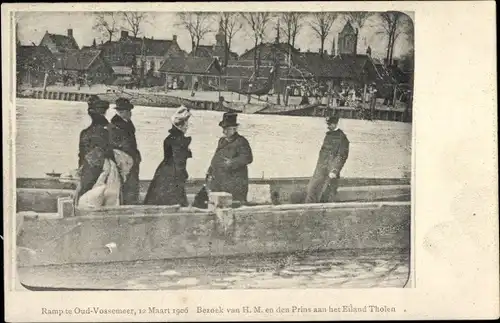 Ak Oud Vossemeer Zeeland Niederlande, Bezock van H. M. en den Prins aan het Eiland Tholen