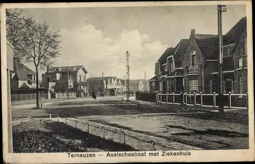 Ak Terneuzen Zeeland Niederlande, Axelschestraat met Ziekenhuis