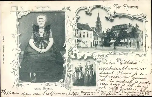 Ak Terneuzen Zeeland Niederlande, Markt, Axel Boerin