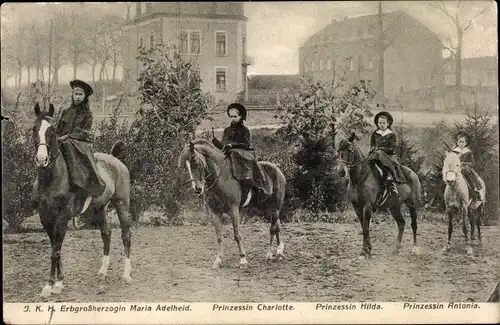 Ak Erbgroßherzogin Marie Adelheid, Prinzessin Charlotte, Prinzessin Hilda, Prinzessin Antonia