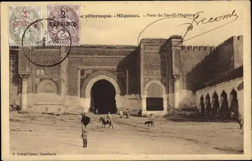 Ak Mequinez Meknès Marokko, Porte du Dar-El-Maghzen
