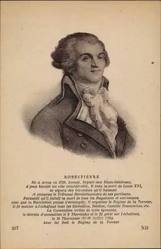 Künstler Ak Maximilien de Robespierre, Portrait