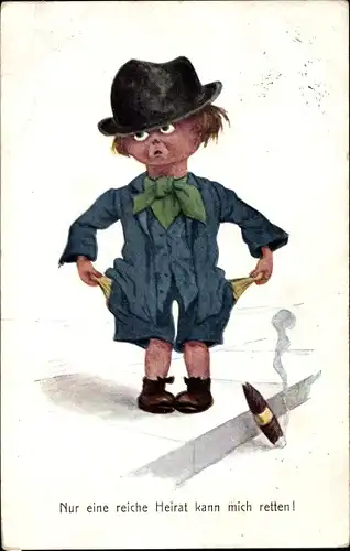 Ak Nur eine reiche Heirat kann mich retten, Zigarre, Junge ist pleite