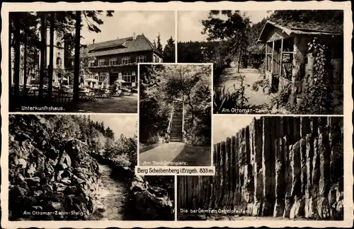 Ak Scheibenberg im Erzgebirge Sachsen, Unterkunftshaus, Ottomar Zahm Steig, Orgelpfeifen