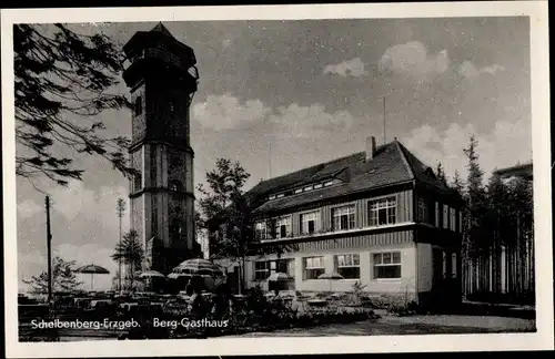 Ak Scheibenberg im Erzgebirge, Berggasthaus, Aussichtsturm