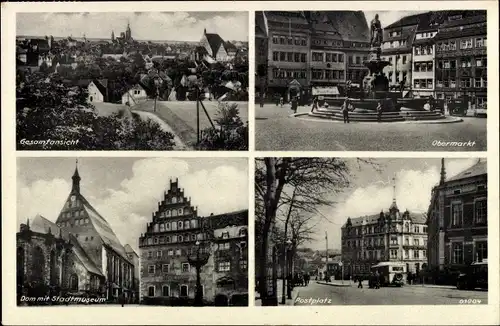 Ak Freiberg Sachsen, Gesamtansicht, Obermarkt, Dom, Stadtmuseum, Postplatz