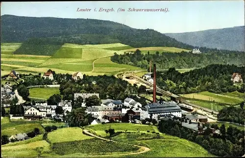 Ak Lauter Bernsbach im Erzgebirge Sachsen, Blick ins Schwarzwassertal, Ortsansicht
