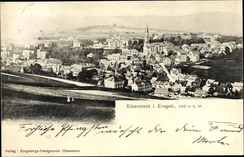 Ak Eibenstock im Erzgebirge Sachsen, Ortsansicht mit Kirche