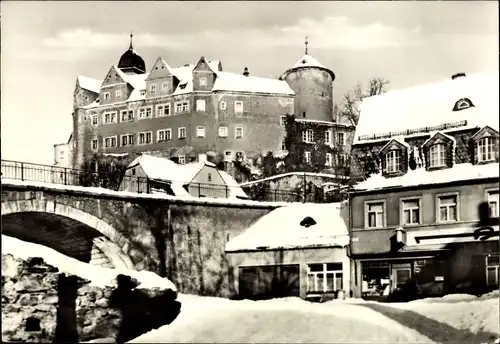 Ak Zschopau im Erzgebirge Sachsen, Schloss, Winteransicht