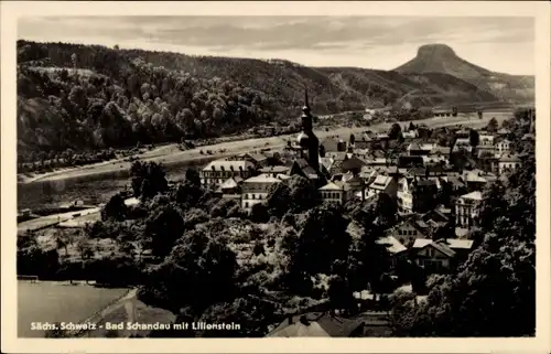 Ak Bad Schandau an der Elbe, Panorama mit Lilienstein