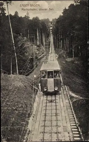 Ak Baden Baden am Schwarzwald, Merkurbahn, oberer Teil