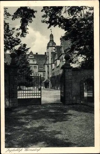 Ak Wermsdorf in Sachsen, Jagdschloss Hubertusburg, Eingang